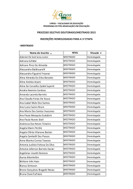 MESTRADO Nome do Inscrito Adriana Schlder