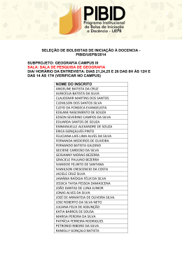 SELE&Ccedil;&Atilde;O DE BOLSISTAS DE INICIA&Ccedil;&Atilde;O &Agrave;