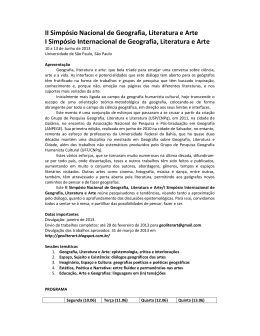 II Simp&oacute;sio Nacional de Geografia, Literatura e Arte I Simp&oacute;sio