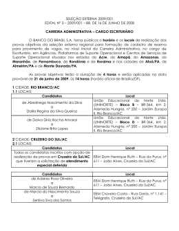 SELEÇÃO EXTERNA 2009/001 EDITAL Nº 3