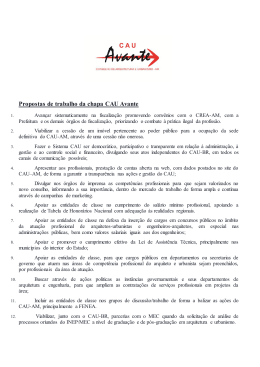 Propostas de trabalho da chapa CAU Avante