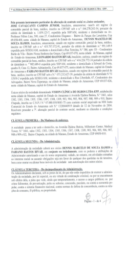 EALTERAÇÃO oo coNTRATO DE coNsTITulçÃo DE vision