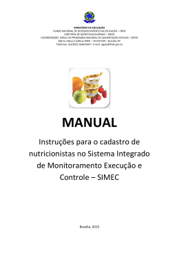 PNAE - Cadastro de Nutricionistas - Manual SIMEC/PAR