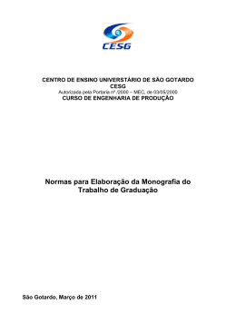 Normas Para Elaboração da Monografia do Trabalho de Graduação