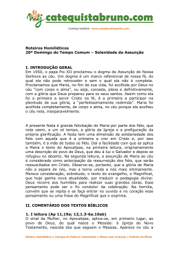 Roteiros Homili&eacute;ticos 20&ordm; Domingo do Tempo Comum &ndash; Solenidade