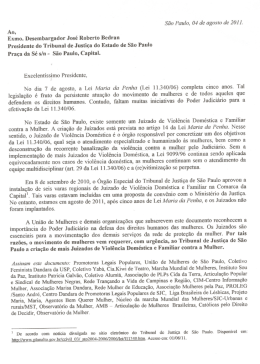 Carta ao presidente do TJ paulista com reivindica&ccedil;&otilde;es para