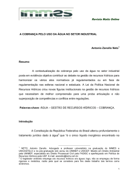A COBRAN&Ccedil;A PELO USO DA &Aacute;GUA NO SETOR
