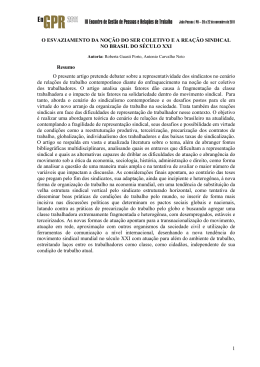 1 O ESVAZIAMENTO DA NO&Ccedil;&Atilde;O DO SER COLETIVO E A REA&Ccedil;&Atilde;O