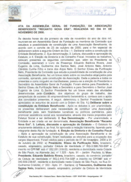 Ata da Funda&ccedil;&atilde;o - recanto nova era