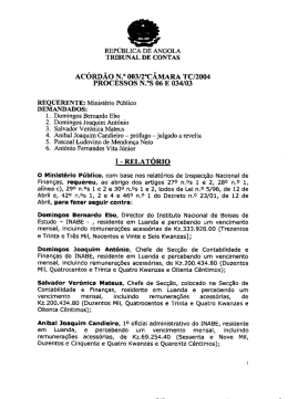 Acórdão Nº 003/ 2ª Câmara TC - Tribunal de Contas de Angola