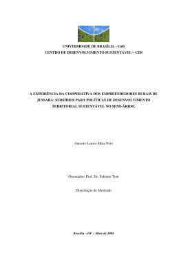 A experi&ecirc;ncia da cooperativa dos empreendedores rurais de