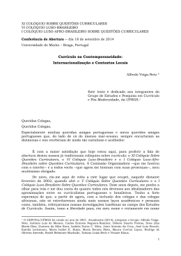 Curr&iacute;culo na Contemporaneidade: Internacionaliza&ccedil;&atilde;o e Contextos