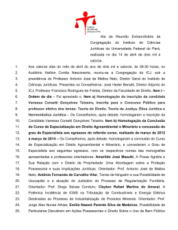 a Ata da Reuni&atilde;o Extraordin&aacute;ria da Congrega&ccedil;&atilde;o do Instituto de