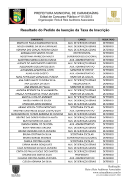 Resultado do Pedido de Isen&ccedil;&atilde;o da Taxa de Inscri&ccedil;&atilde;o