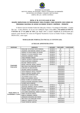 EDITAL N&deg; 85, DE 25 DE JULHO DE 2014 SELE&Ccedil;&Atilde;O