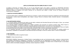 EDITAL DE PROCESSO SELETIVO SIMPLIFICADO N&deg; 01/2014 O