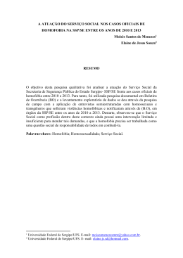 a atuação do serviço social nos casos oficiais de homofobia