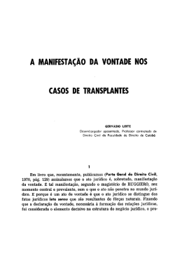 A MANIFESTAÇÃO DA VONTADE NOS CASOS DE TRANSPLANTES