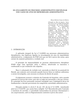 do julgamento do processo administrativo disciplinar nos casos