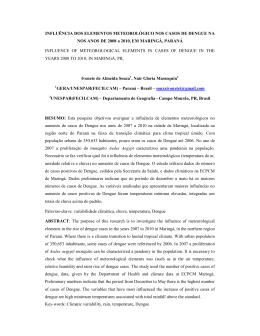 INFLU&Ecirc;NCIA DOS ELEMENTOS METEOROL&Oacute;GICO NOS CASOS
