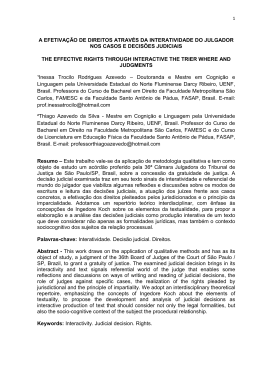 a efetiva&ccedil;&atilde;o de direitos atrav&eacute;s da interatividade do julgador nos
