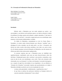 10. A Forma&ccedil;&atilde;o do Profissional de Educa&ccedil;&atilde;o em Matem&aacute;tica Maria