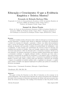 Educa&ccedil;&atilde;o e Crescimento: O que a Evid&ecirc;ncia Emp&iacute;rica e