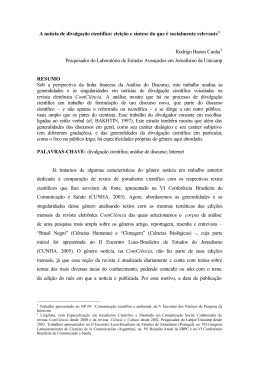 A not&iacute;cia de divulga&ccedil;&atilde;o cient&iacute;fica - Portcom