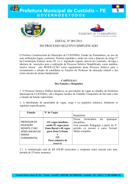 Edital Processo Seletivo Custódia