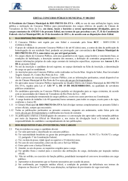 EDITAL 001 de 2015 &ndash; CAMARA RIO PRETO