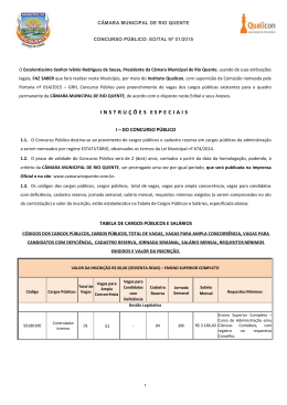 Edital do Concurso P&uacute;blico - N&ordm;01/2015