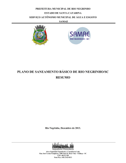plano de saneamento b&aacute;sico de rio negrinho/sc resumo