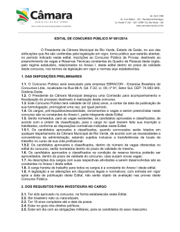 EDITAL DE CONCURSO P&Uacute;BLICO N&ordm; 001/2014 O Presidente da