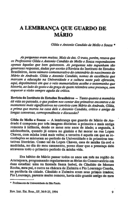 A LEMBRAN&Ccedil;A QUE GUARDO DE M&Aacute;RIO