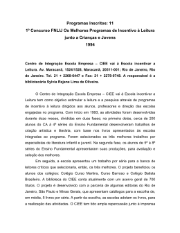 Programas Inscritos: 11 1º Concurso FNLIJ Os Melhores Programas