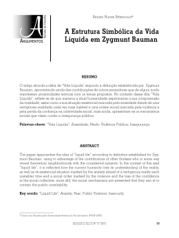 A Estrutura Simbólica da Vida Líquida em Zygmunt Bauman