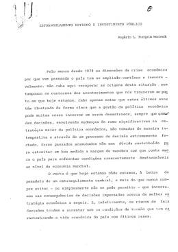 Estrangulamento externo e investimento p&uacute;blico