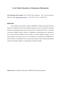 Uso de Modelo Matem&aacute;tico no Planejamento Hidroagricola