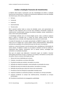 An&aacute;lise e Avalia&ccedil;&atilde;o Financeira de Investimentos