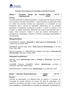 Ementas Curso Superior de Tecnologia em Gest&atilde;o Financeira