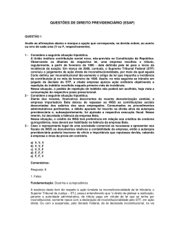 QUEST&Otilde;ES DE DIREITO PREVIDENCI&Aacute;RIO (ESAF)