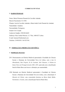 1 CURRICULUM VITAE I - DADOS PESSOAIS Nome: Maria