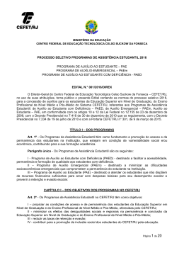 processo seletivo programas de assist&ecirc;ncia estudantil