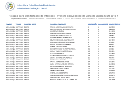 Primeira Convoca&ccedil;&atilde;o da Lista de Espera SiSU 2015-1