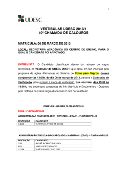 D&eacute;cima Chamada Vestibular 2013/1