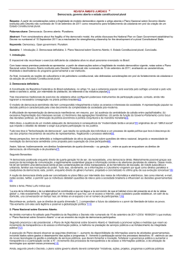 REVISTA &Acirc;MBITO JUR&Iacute;DICO &reg; Democracia, governo aberto e