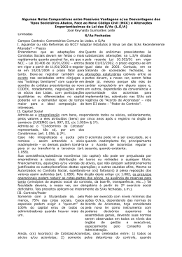Algumas Notas Comparativas entre Poss&iacute;veis Vantagens e/ou