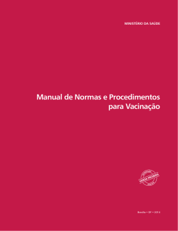 Manual de Normas e Procedimentos para Vacina&ccedil;&atilde;o
