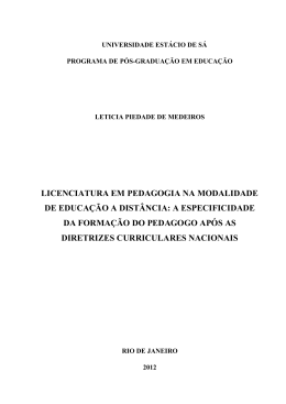 LICENCIATURA EM PEDAGOGIA NA MODALIDADE DE