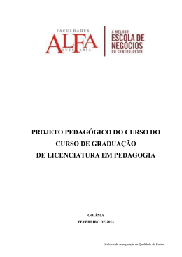 Projeto Pedag&oacute;gico do Curso de Pedagogia